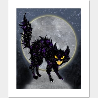 Child of the Moon and the Underworld - Evil black cat illustration Posters and Art